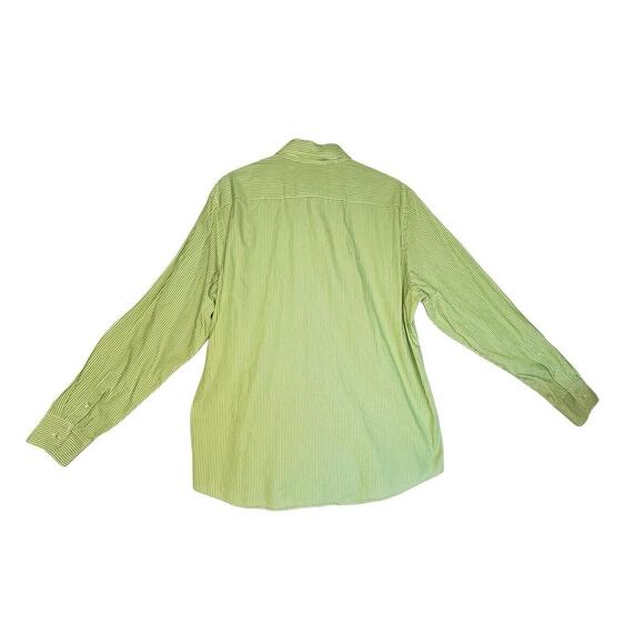 American Eagle Shirt Mens XL Green Striped Button Up Long Sleeve Vintage Fit - Picture 2 of 8